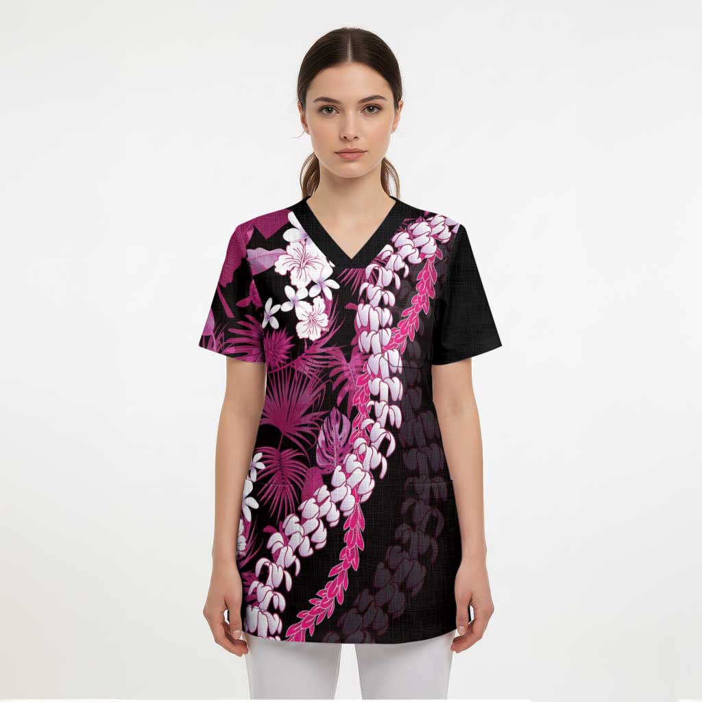 Akala Aloha Hawaii Lei Scrub Top Tropical Flowers Elegant Vibe LT14 - Polynesian Pride