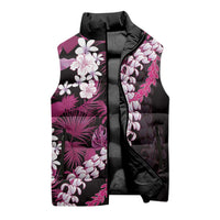 Akala Aloha Hawaii Lei Sleeveless Puffer Jacket Tropical Flowers Elegant Vibe - Polynesian Pride