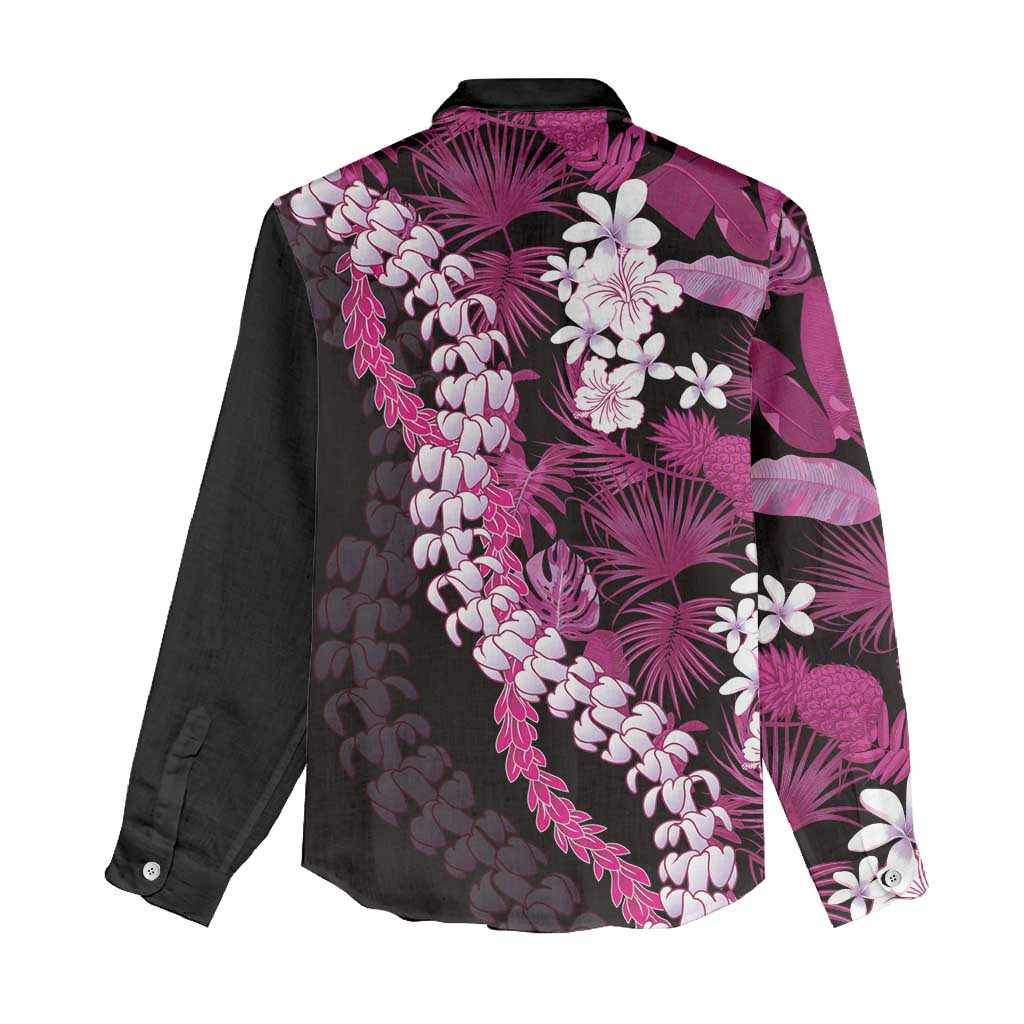 Akala Aloha Hawaii Lei Women Casual Shirt Tropical Flowers Elegant Vibe - Polynesian Pride