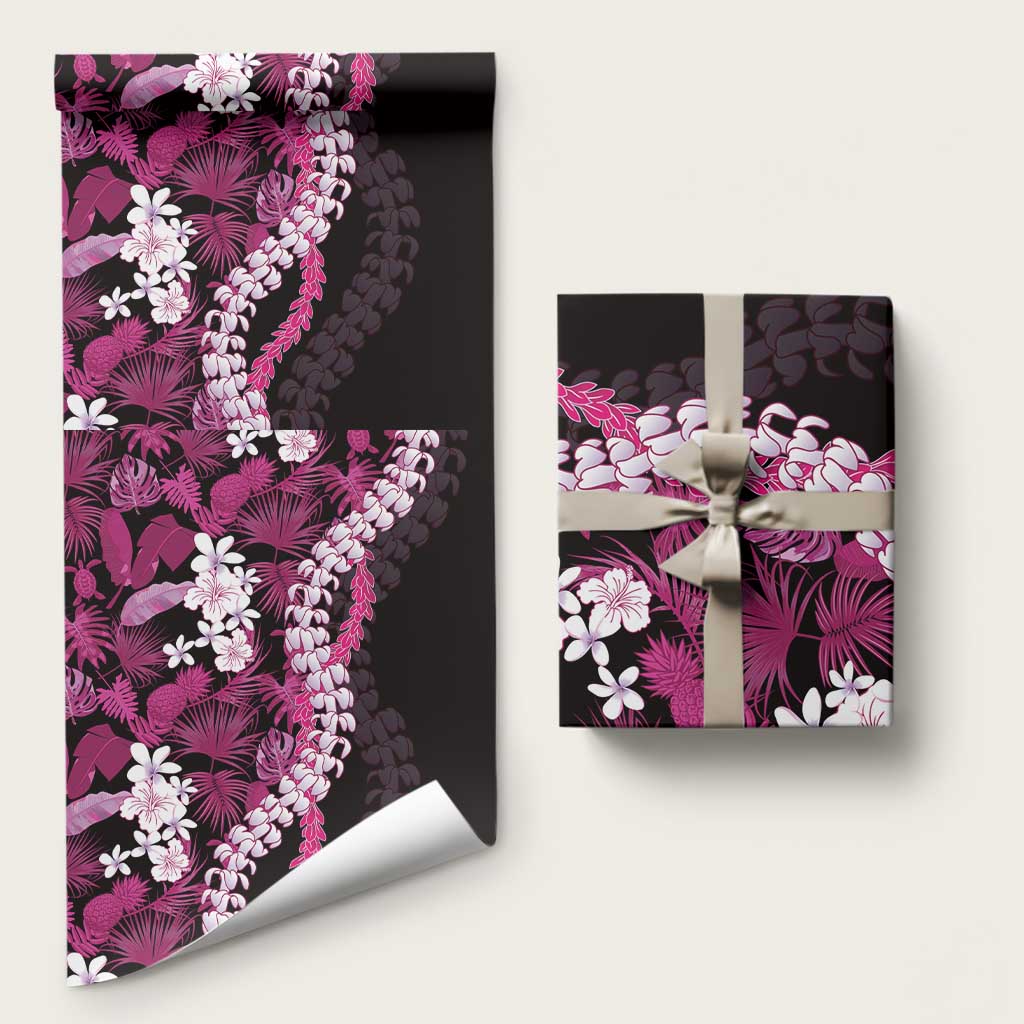 Akala Aloha Hawaii Lei Wrapping Paper Tropical Flowers Elegant Vibe LT14 58" × 23" Pink - Polynesian Pride