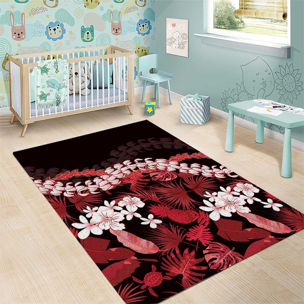 Ulaula Aloha Hawaii Lei Area Rug Tropical Flowers Elegant Vibe - Polynesian Pride
