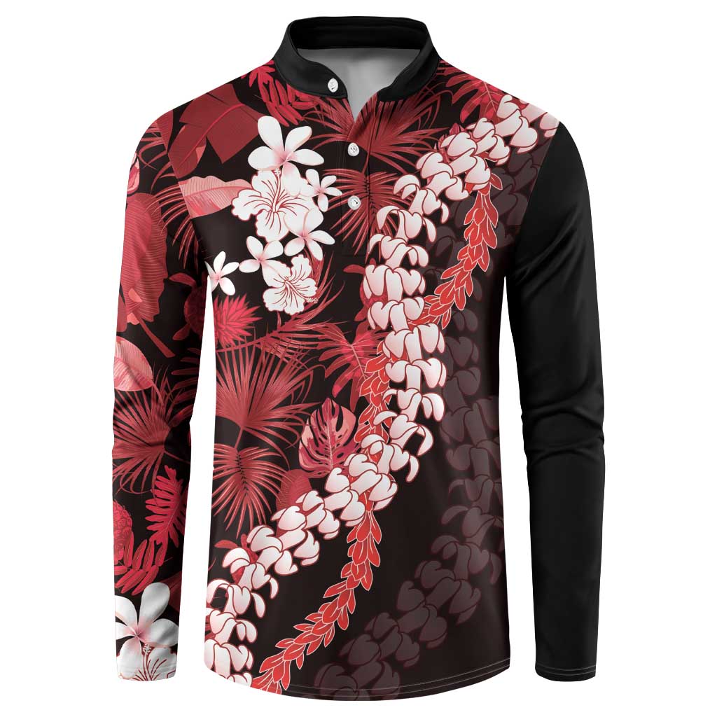 Ulaula Aloha Hawaii Lei Button Sweatshirt Tropical Flowers Elegant Vibe LT14 Red - Polynesian Pride