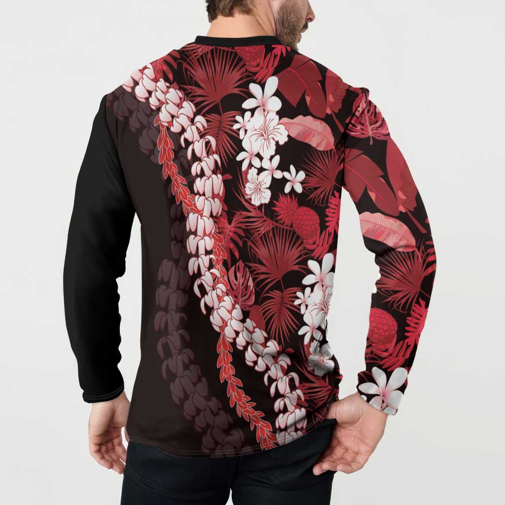 Ulaula Aloha Hawaii Lei Button Sweatshirt Tropical Flowers Elegant Vibe LT14 - Polynesian Pride