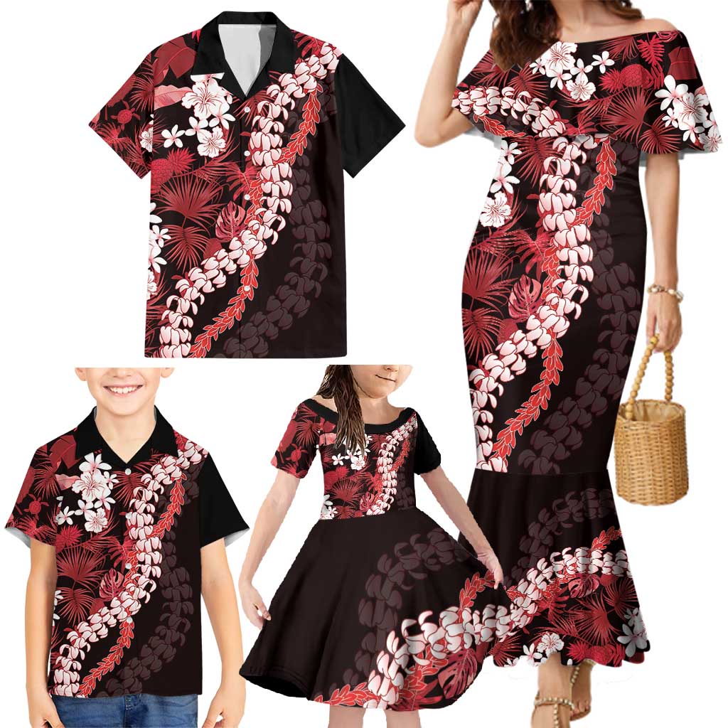 Ulaula Aloha Hawaii Lei Family Matching Mermaid Dress and Hawaiian Shirt Tropical Flowers Elegant Vibe LT14 - Polynesian Pride
