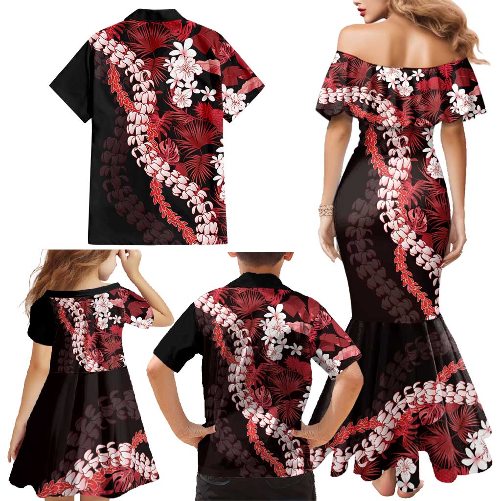 Ulaula Aloha Hawaii Lei Family Matching Mermaid Dress and Hawaiian Shirt Tropical Flowers Elegant Vibe - Polynesian Pride