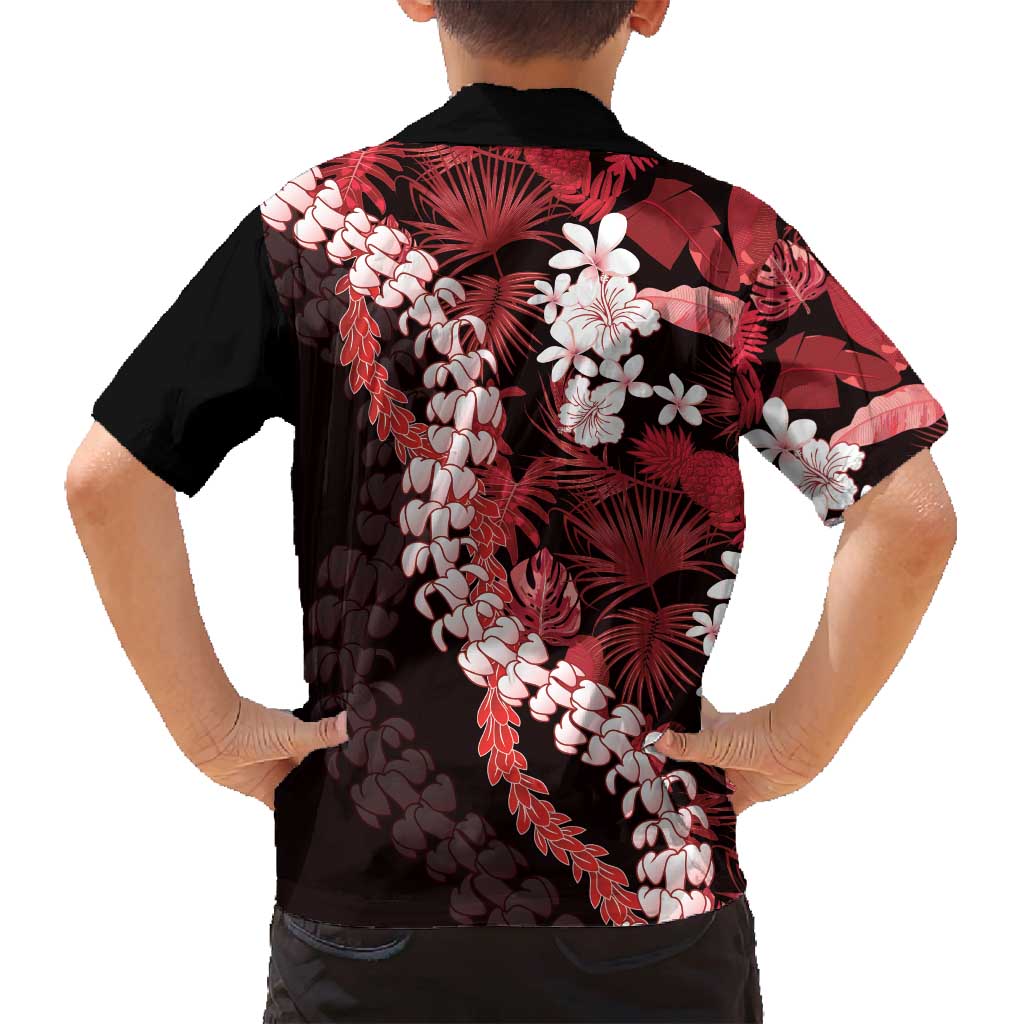 Ulaula Aloha Hawaii Lei Family Matching Off Shoulder Short Dress and Hawaiian Shirt Tropical Flowers Elegant Vibe - Polynesian Pride