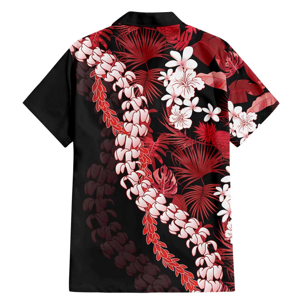 Ulaula Aloha Hawaii Lei Family Matching Off Shoulder Short Dress and Hawaiian Shirt Tropical Flowers Elegant Vibe - Polynesian Pride