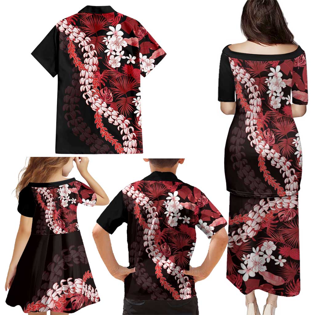 Ulaula Aloha Hawaii Lei Family Matching Puletasi and Hawaiian Shirt Tropical Flowers Elegant Vibe - Polynesian Pride