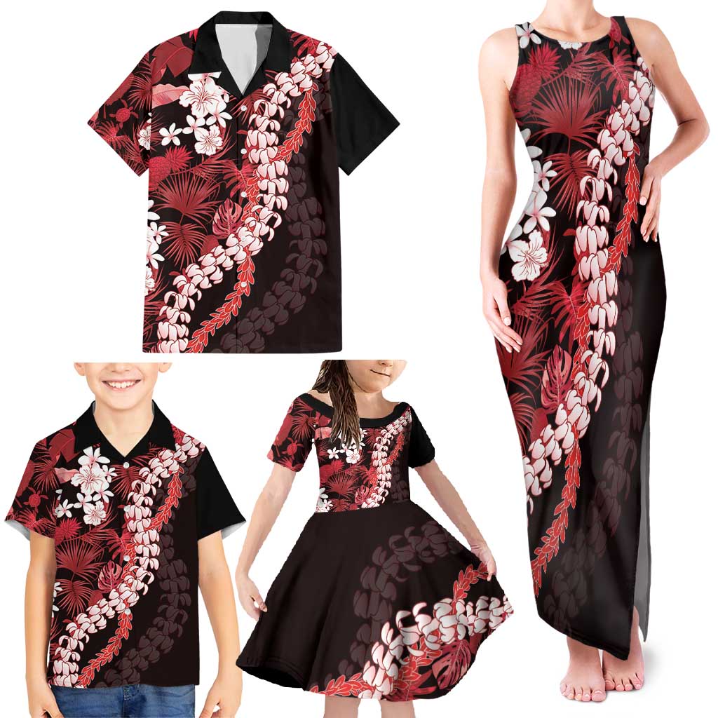 Ulaula Aloha Hawaii Lei Family Matching Tank Maxi Dress and Hawaiian Shirt Tropical Flowers Elegant Vibe LT14 - Polynesian Pride