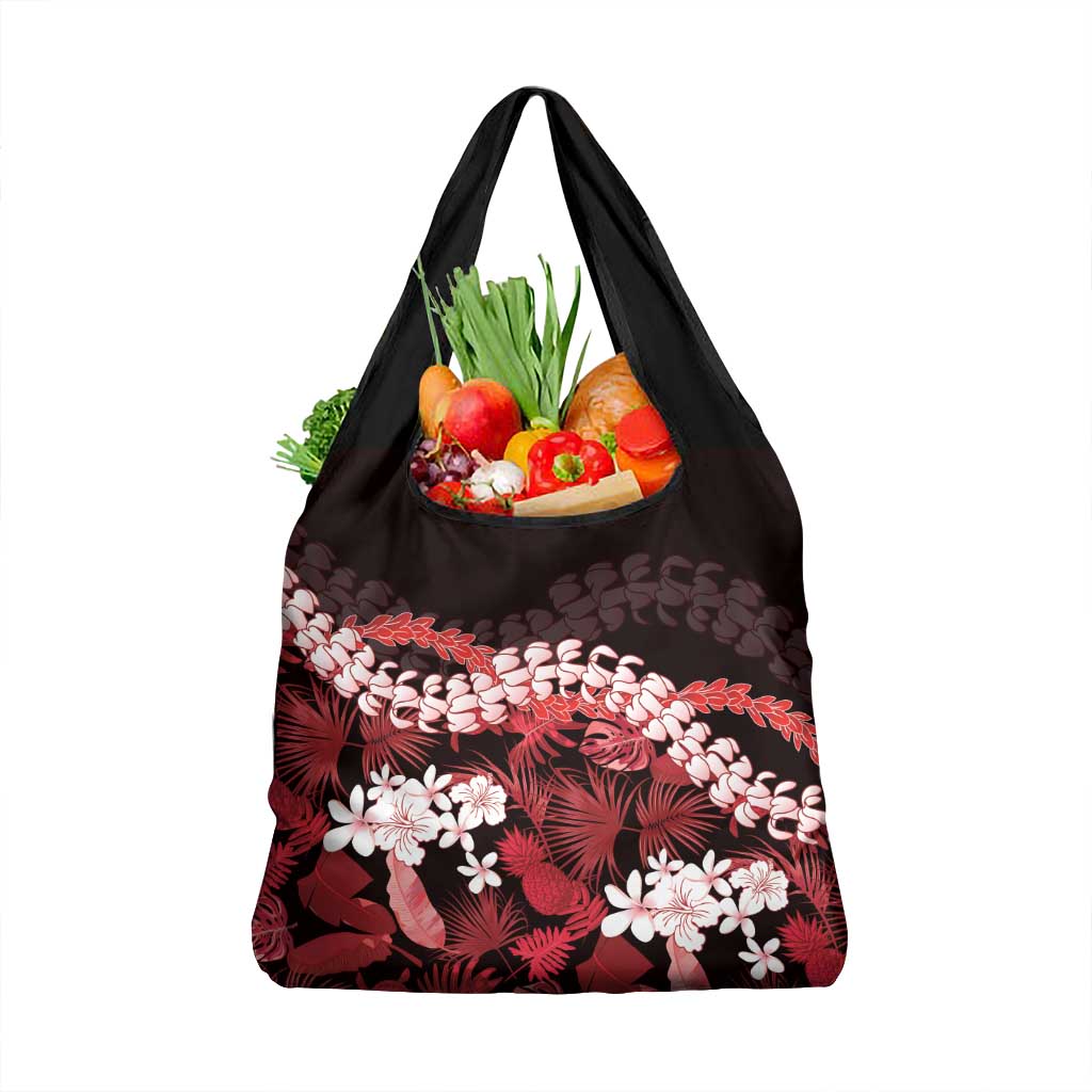Ulaula Aloha Hawaii Lei Grocery Bag Tropical Flowers Elegant Vibe LT14 1-pack One Size Red - Polynesian Pride