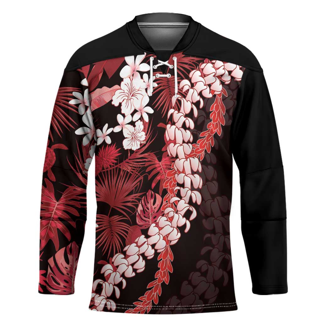 Ulaula Aloha Hawaii Lei Hockey Jersey Tropical Flowers Elegant Vibe - Polynesian Pride