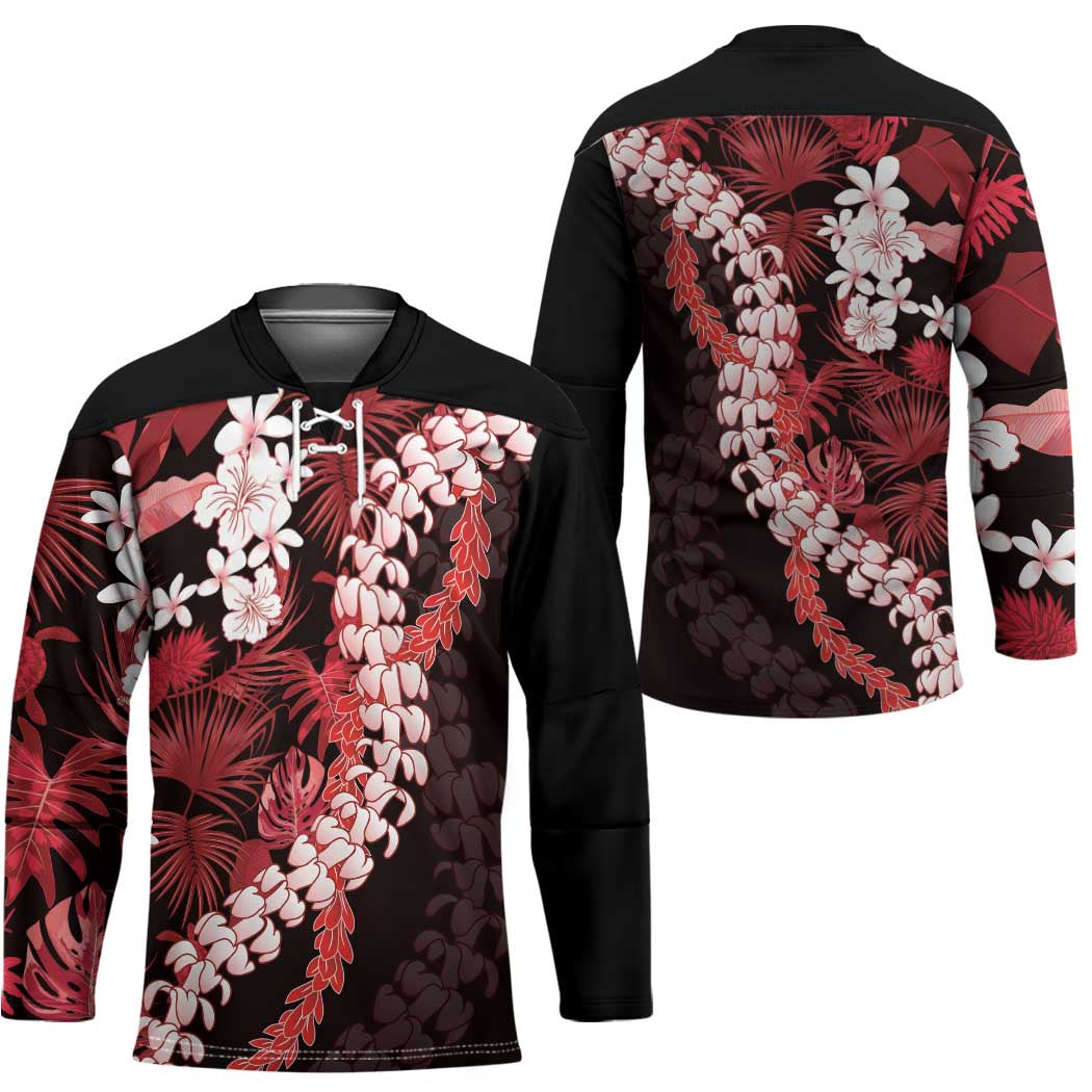 Ulaula Aloha Hawaii Lei Hockey Jersey Tropical Flowers Elegant Vibe - Polynesian Pride