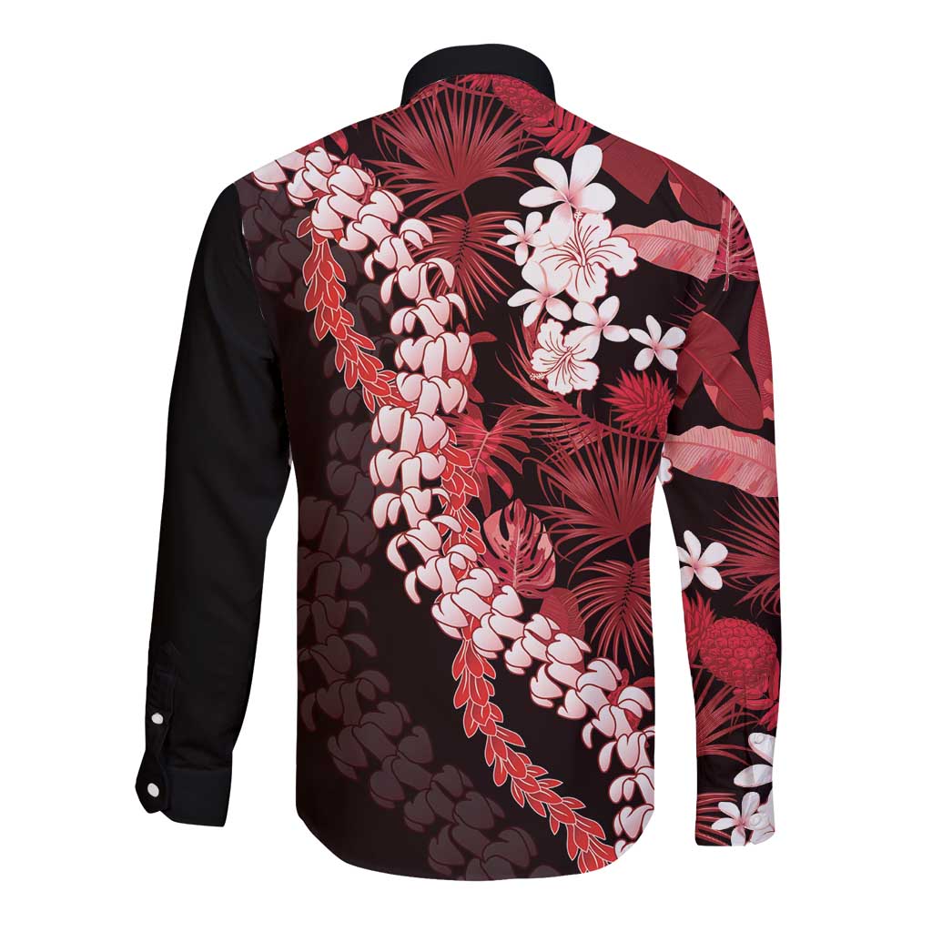 Ulaula Aloha Hawaii Lei Long Sleeve Button Shirt Tropical Flowers Elegant Vibe LT14 - Polynesian Pride