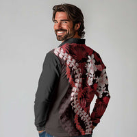 Ulaula Aloha Hawaii Lei Long Sleeve Polo Shirt Tropical Flowers Elegant Vibe - Polynesian Pride