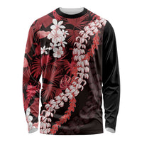 Ulaula Aloha Hawaii Lei Long Sleeve Shirt Tropical Flowers Elegant Vibe LT14 Unisex Red - Polynesian Pride