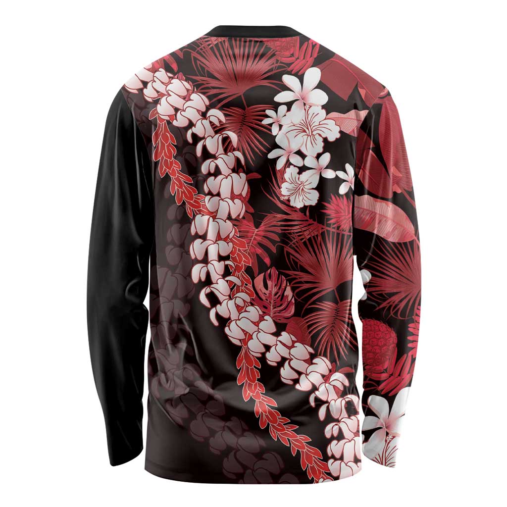 Ulaula Aloha Hawaii Lei Long Sleeve Shirt Tropical Flowers Elegant Vibe LT14 - Polynesian Pride