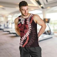 Ulaula Aloha Hawaii Lei Men Tank Top Tropical Flowers Elegant Vibe LT14 Red - Polynesian Pride