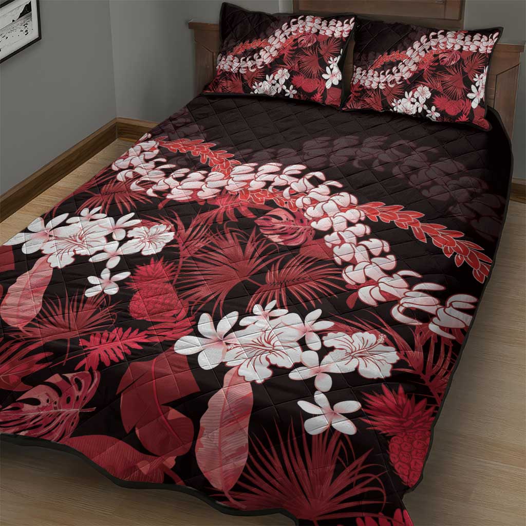 Ulaula Aloha Hawaii Lei Quilt Bed Set Tropical Flowers Elegant Vibe - Polynesian Pride