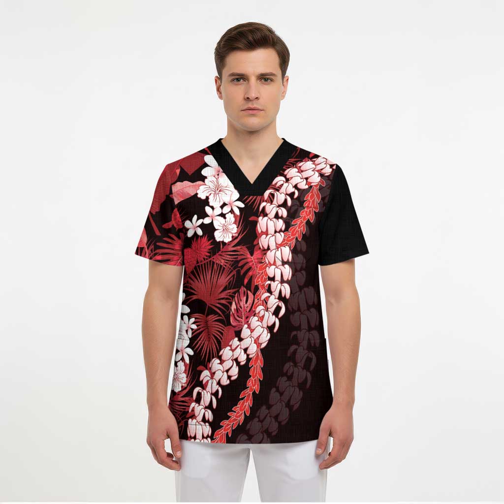 Ulaula Aloha Hawaii Lei Scrub Top Tropical Flowers Elegant Vibe LT14 - Polynesian Pride