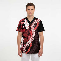 Ulaula Aloha Hawaii Lei Scrub Top Tropical Flowers Elegant Vibe LT14 - Polynesian Pride