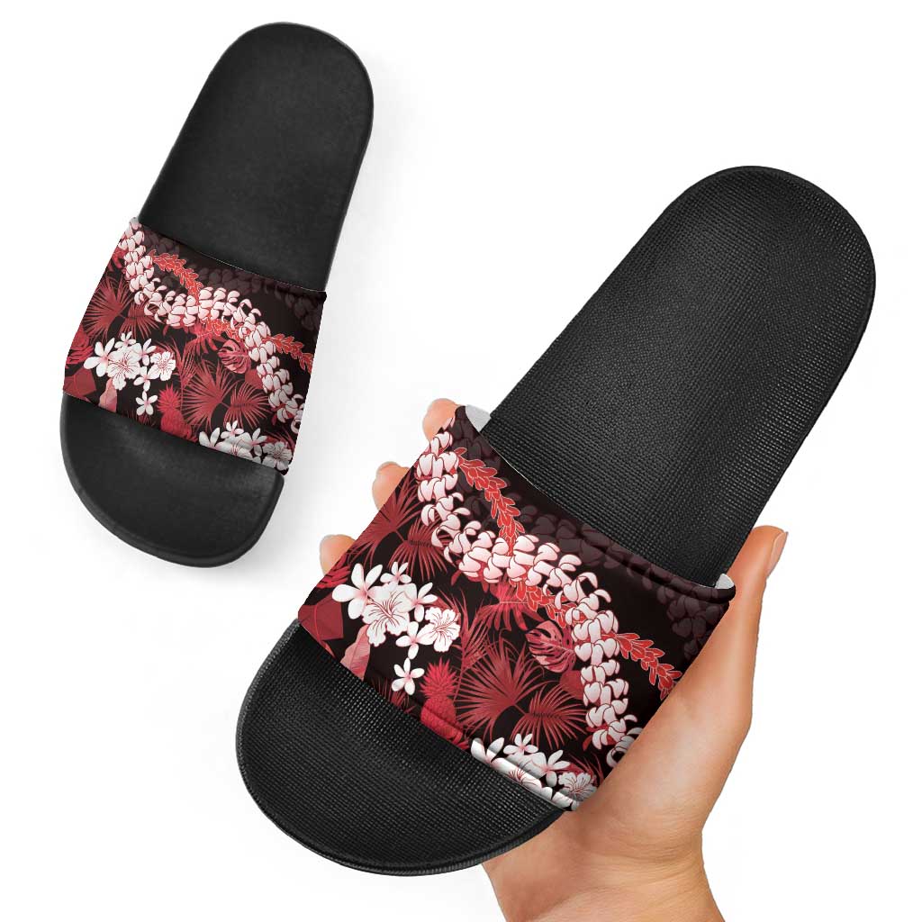 Ulaula Aloha Hawaii Lei Slide Sandals Tropical Flowers Elegant Vibe - Polynesian Pride