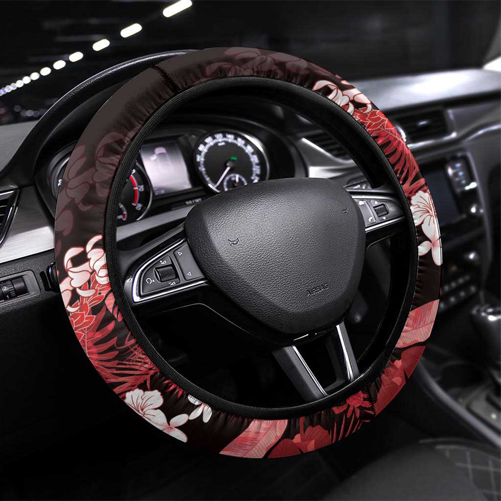 Ulaula Aloha Hawaii Lei Steering Wheel Cover Tropical Flowers Elegant Vibe - Polynesian Pride