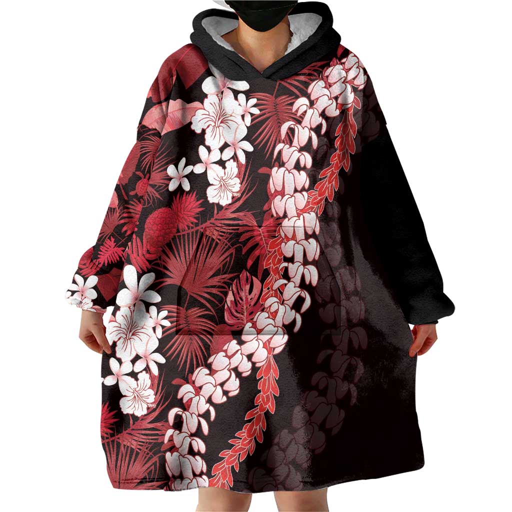 Ulaula Aloha Hawaii Lei Wearable Blanket Hoodie Tropical Flowers Elegant Vibe LT14 - Polynesian Pride