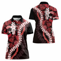 Ulaula Aloha Hawaii Lei Women Polo Shirt Tropical Flowers Elegant Vibe - Polynesian Pride