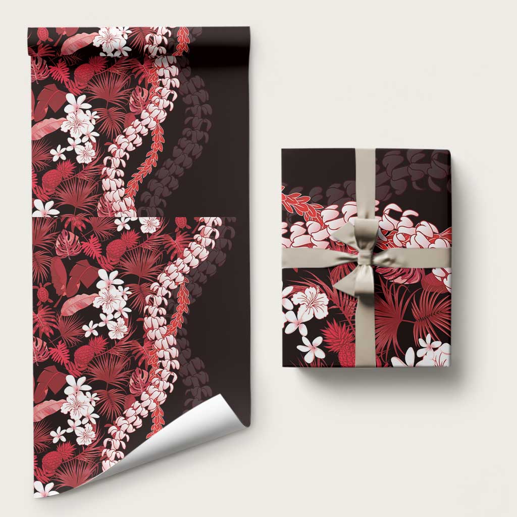 Ulaula Aloha Hawaii Lei Wrapping Paper Tropical Flowers Elegant Vibe LT14 58" × 23" Red - Polynesian Pride