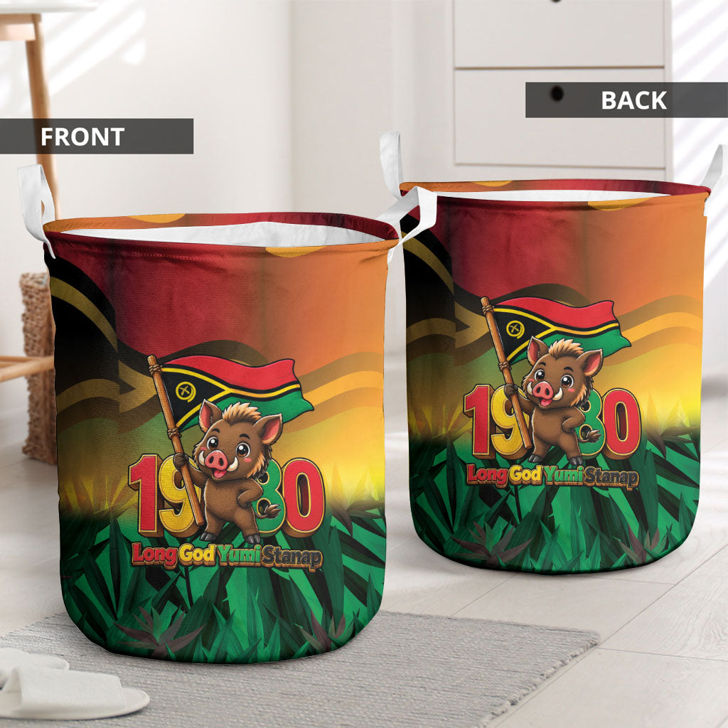 Vanuatu Independence Day Laundry Basket Chibi Boar Proud To Be A Ni-Van