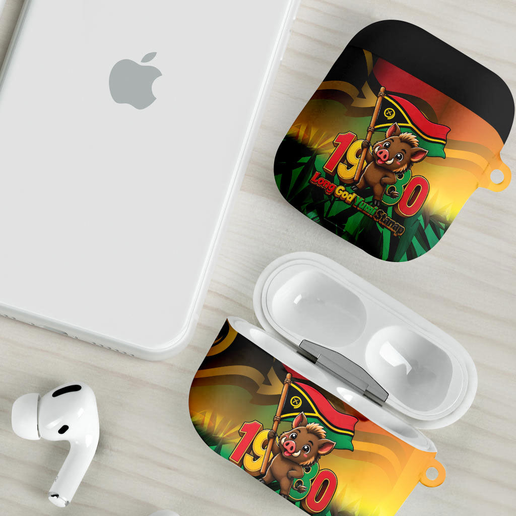 Vanuatu Independence Day AirPods Case Chibi Boar Proud To Be A Ni-Van