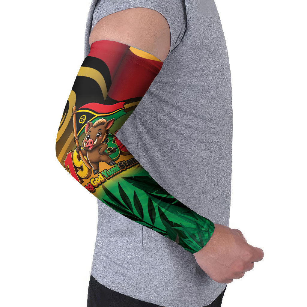 Vanuatu Independence Day Arm Sleeves Chibi Boar Proud To Be A Ni-Van