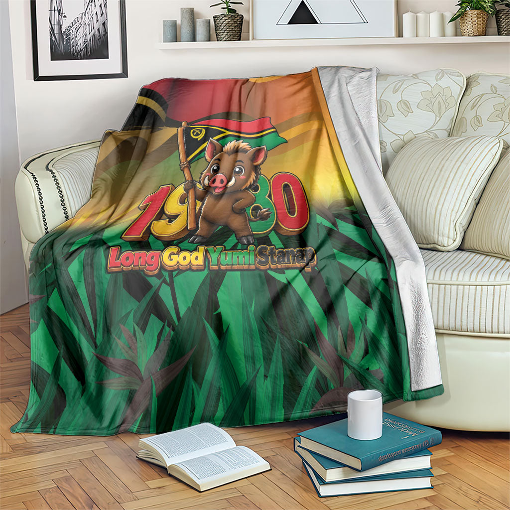 Vanuatu Independence Day Blanket Chibi Boar Proud To Be A Ni-Van