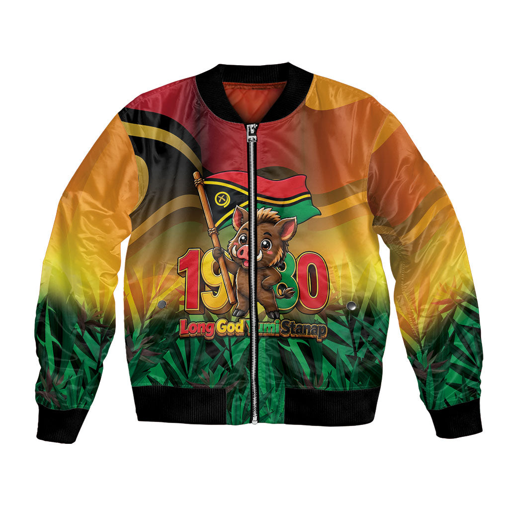 Vanuatu Independence Day Bomber Jacket Chibi Boar Proud To Be A Ni-Van LT14 Unisex Multicolor - Polynesian Pride