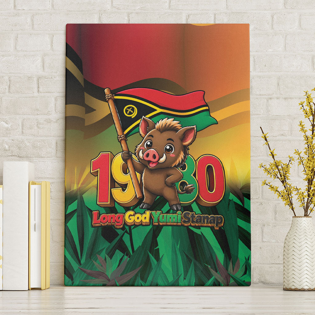 Vanuatu Independence Day Canvas Wall Art Chibi Boar Proud To Be A Ni-Van
