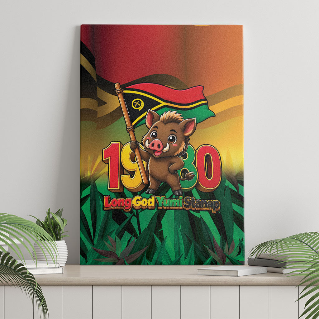 Vanuatu Independence Day Canvas Wall Art Chibi Boar Proud To Be A Ni-Van