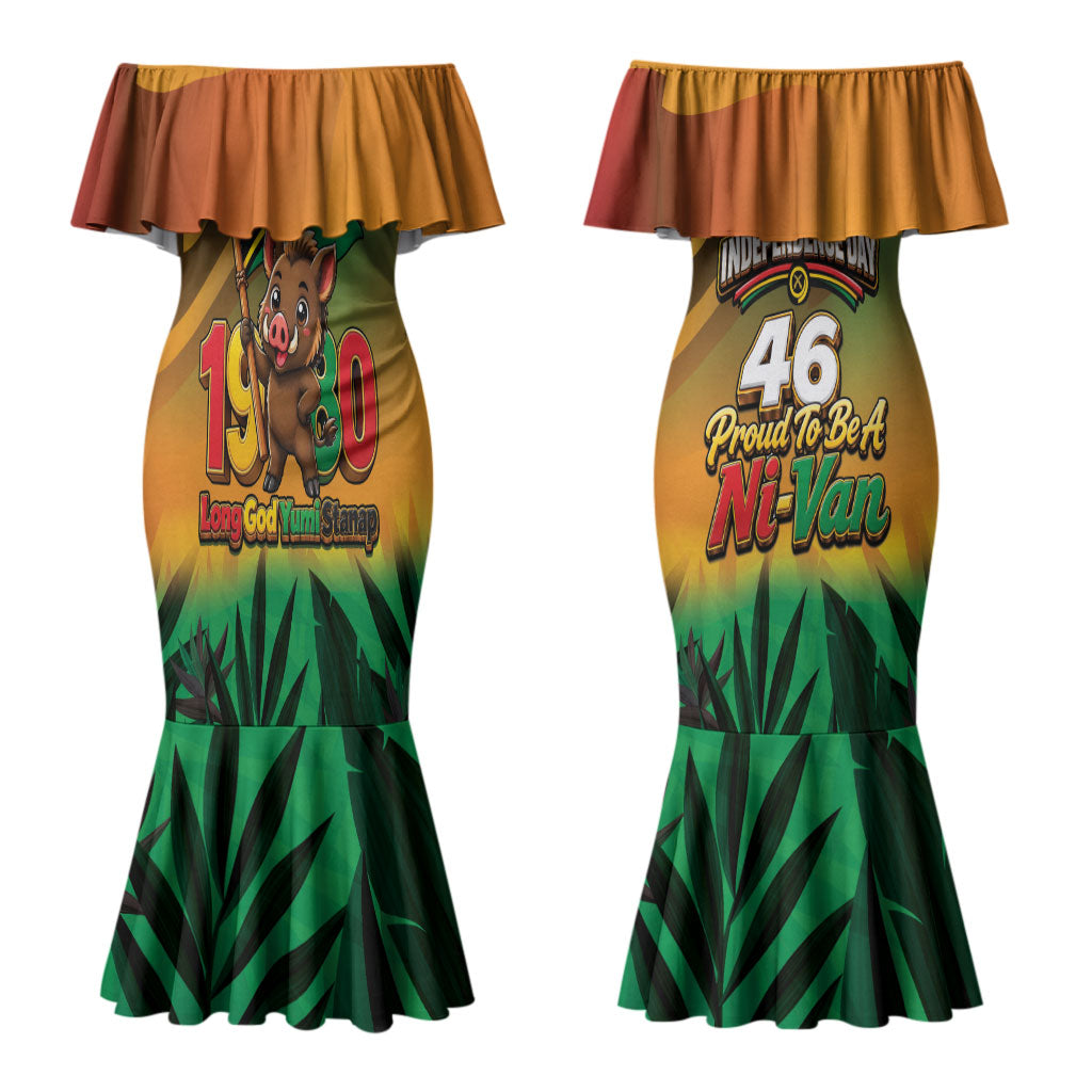 Vanuatu Independence Day Couples Matching Mermaid Dress and Hawaiian Shirt Chibi Boar Proud To Be A Ni-Van LT14 - Polynesian Pride