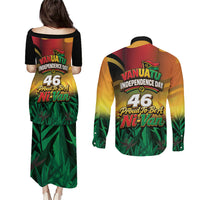 Vanuatu Independence Day Couples Matching Puletasi and Long Sleeve Button Shirt Chibi Boar Proud To Be A Ni-Van