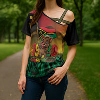 Vanuatu Independence Day Cross Shoulder Shirt Chibi Boar Proud To Be A Ni-Van