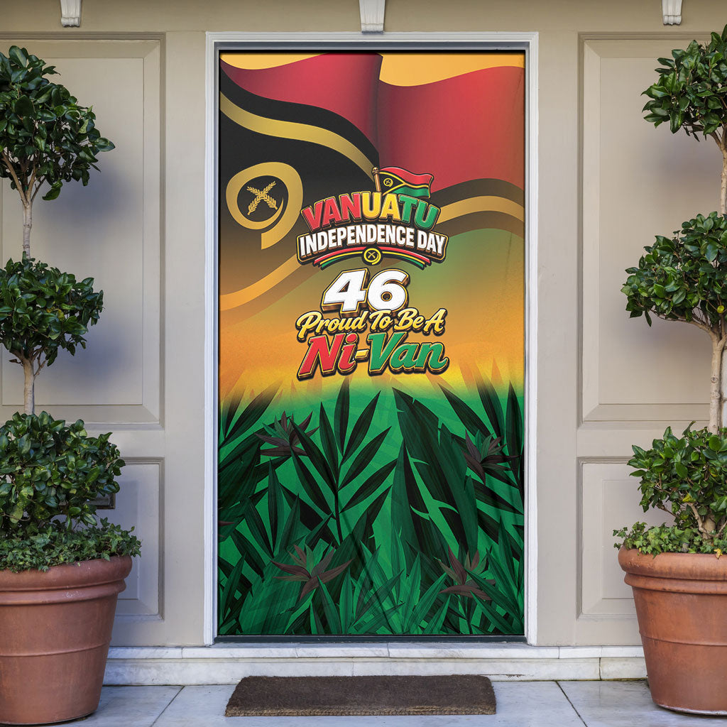 Vanuatu Independence Day Door Cover Chibi Boar Proud To Be A Ni-Van