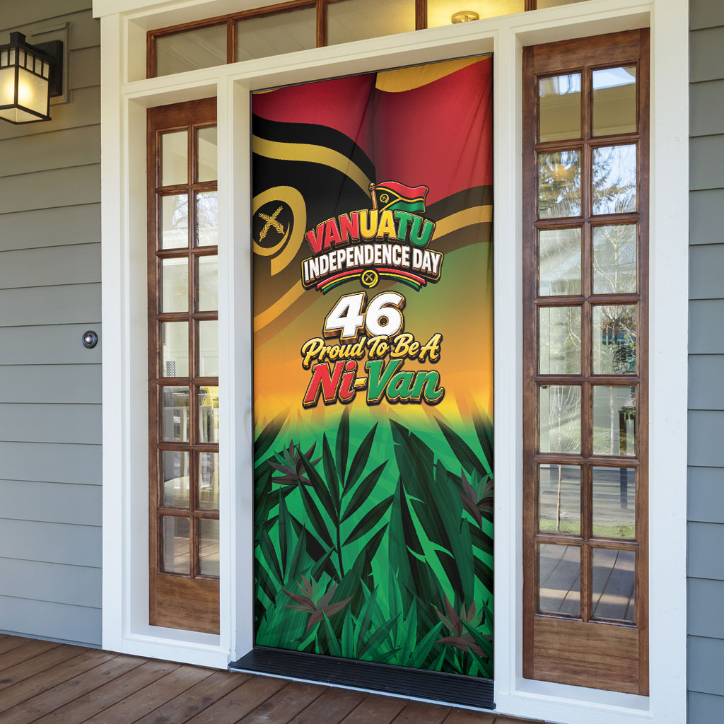 Vanuatu Independence Day Door Cover Chibi Boar Proud To Be A Ni-Van