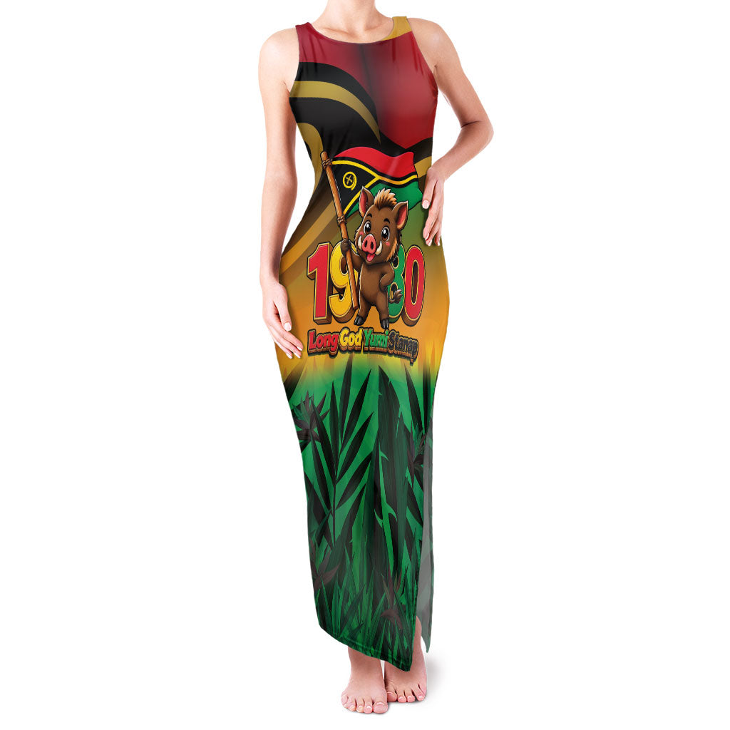 Vanuatu Independence Day Family Matching Tank Maxi Dress and Hawaiian Shirt Chibi Boar Proud To Be A Ni-Van