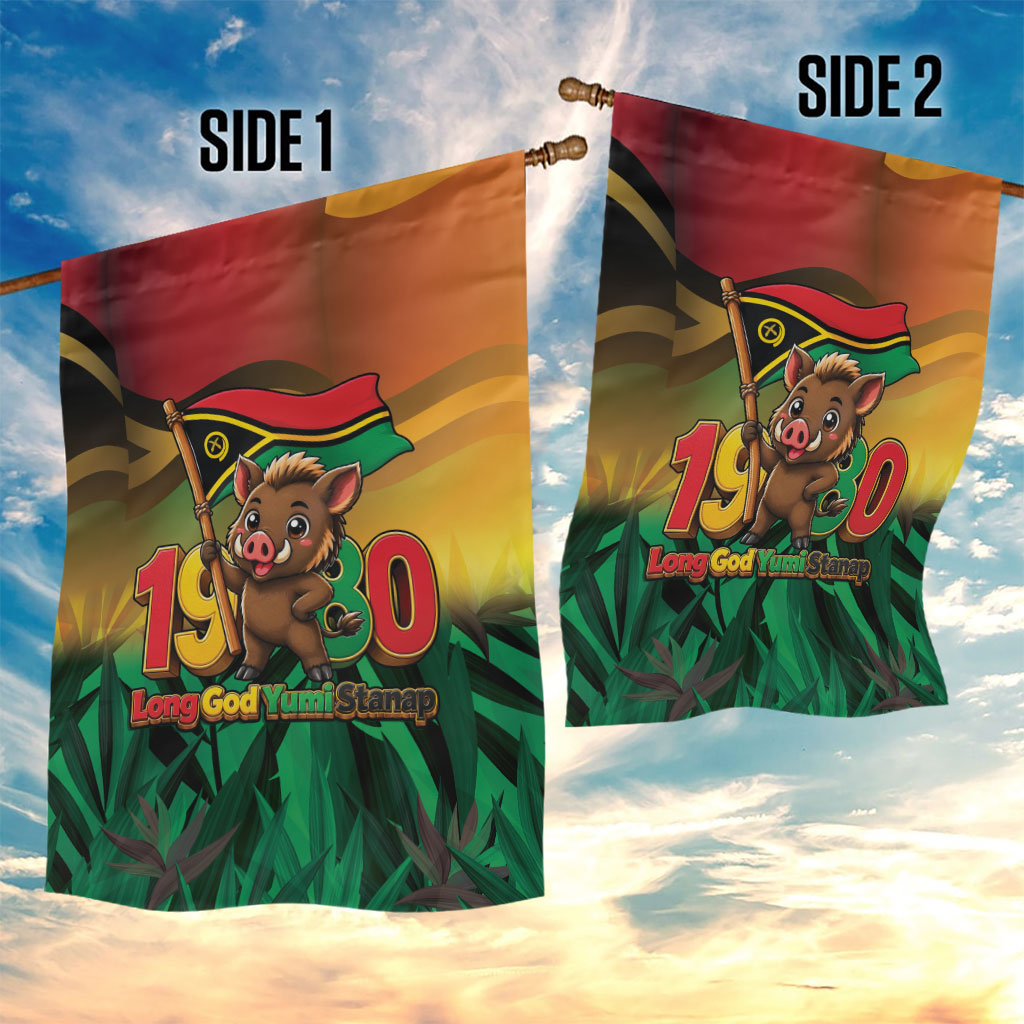 Vanuatu Independence Day Garden Flag Chibi Boar Proud To Be A Ni-Van