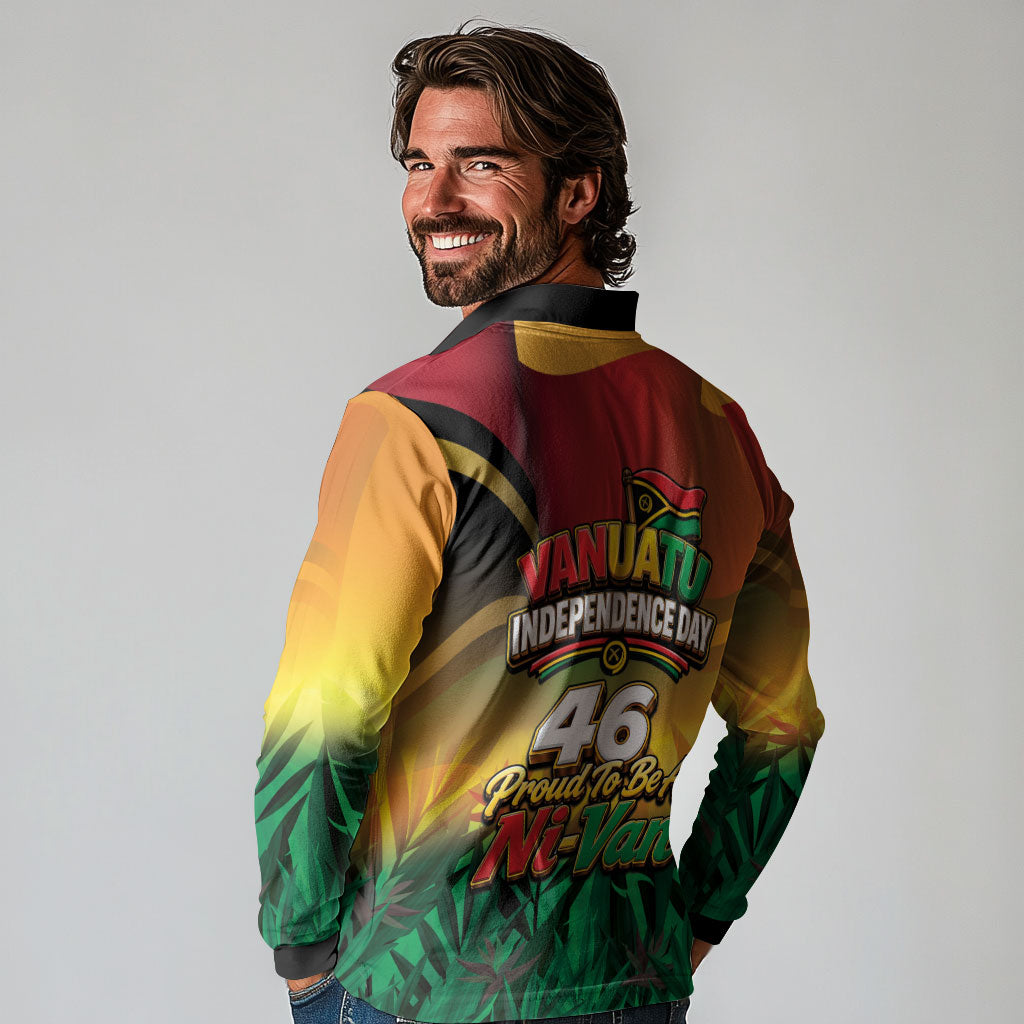 Vanuatu Independence Day Long Sleeve Polo Shirt Chibi Boar Proud To Be A Ni-Van