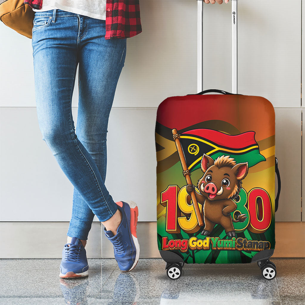 Vanuatu Independence Day Luggage Cover Chibi Boar Proud To Be A Ni-Van