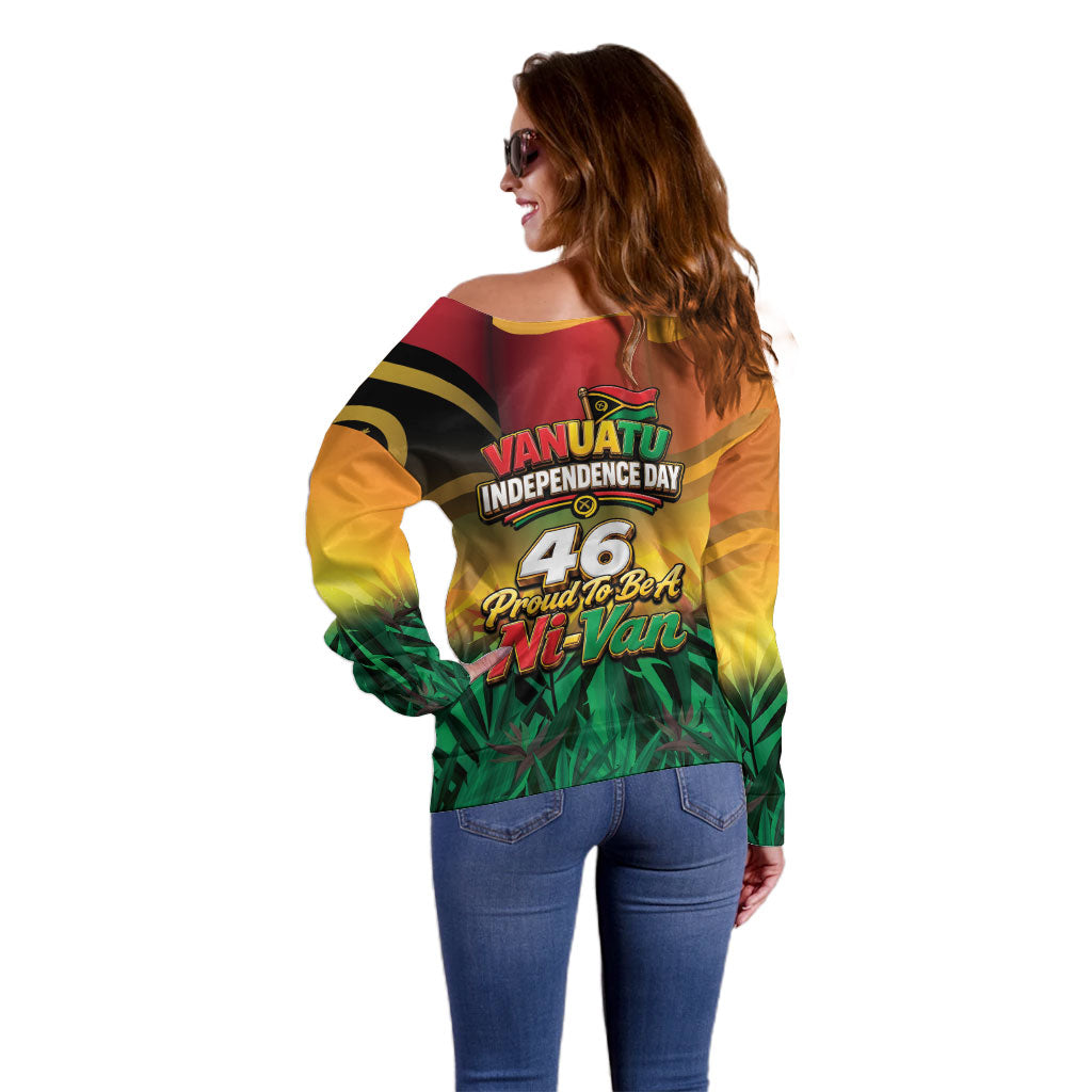 Vanuatu Independence Day Off Shoulder Sweater Chibi Boar Proud To Be A Ni-Van