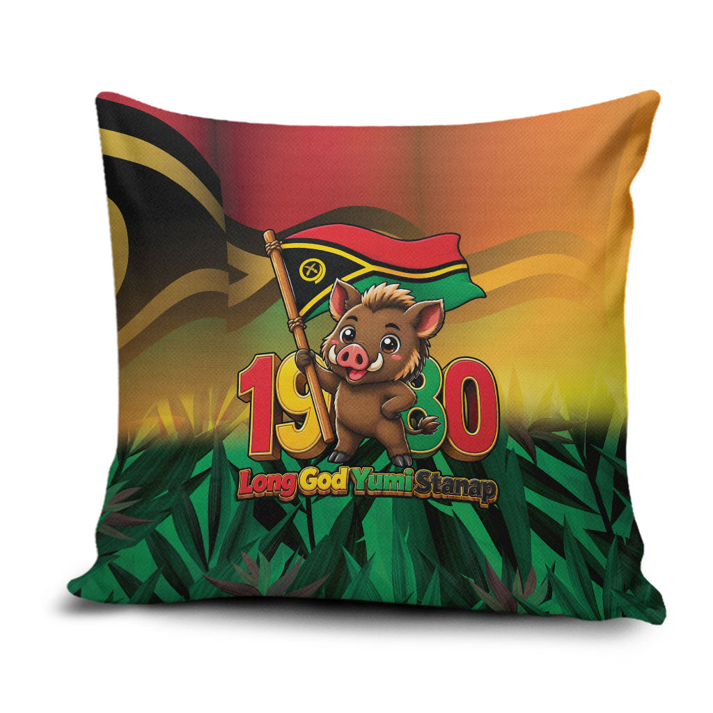 Vanuatu Independence Day Pillow Cover Chibi Boar Proud To Be A Ni-Van