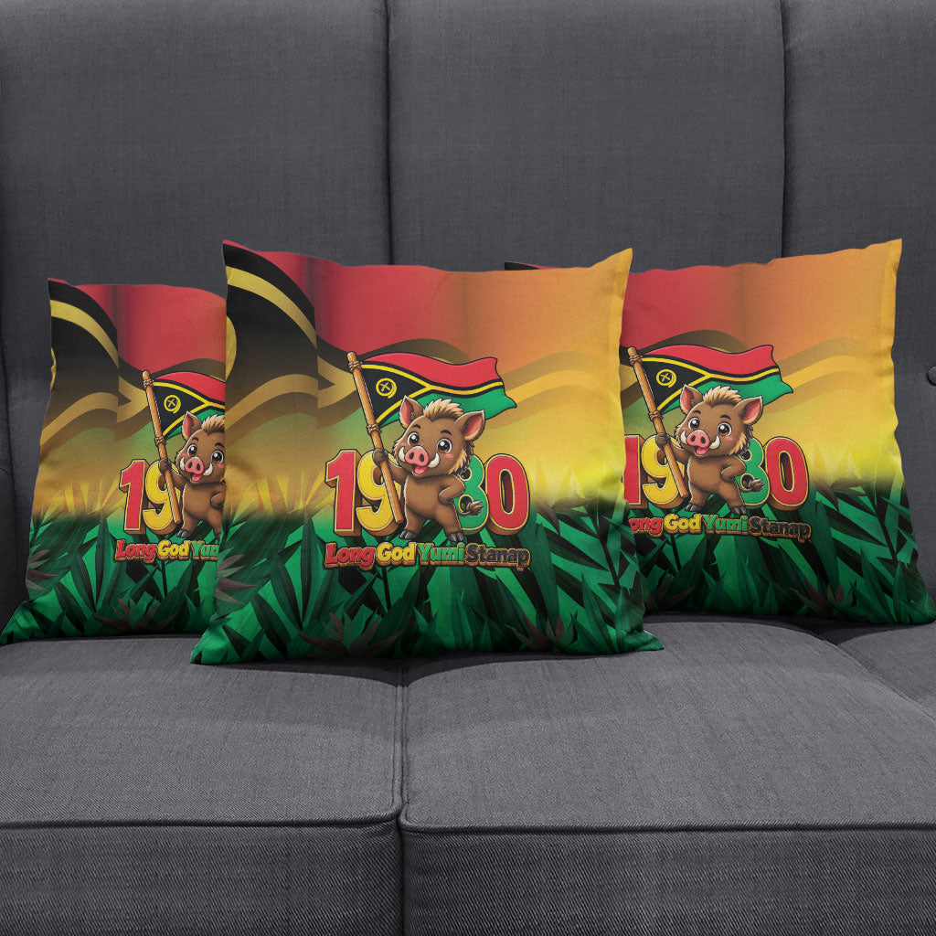 Vanuatu Independence Day Pillow Cover Chibi Boar Proud To Be A Ni-Van