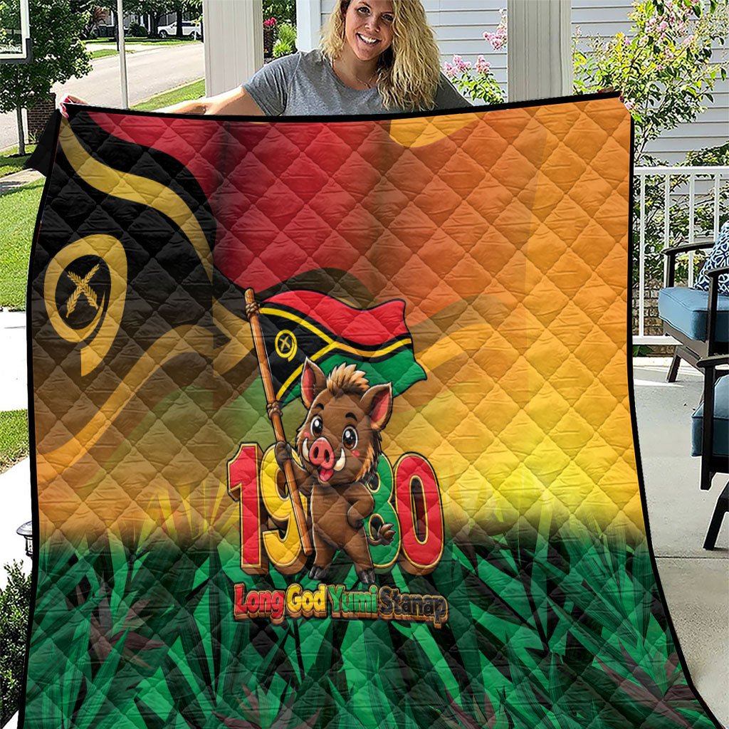 Vanuatu Independence Day Quilt Chibi Boar Proud To Be A Ni-Van LT14 Multicolor - Polynesian Pride