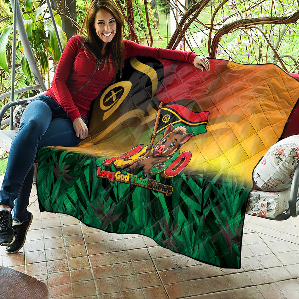 Vanuatu Independence Day Quilt Chibi Boar Proud To Be A Ni-Van